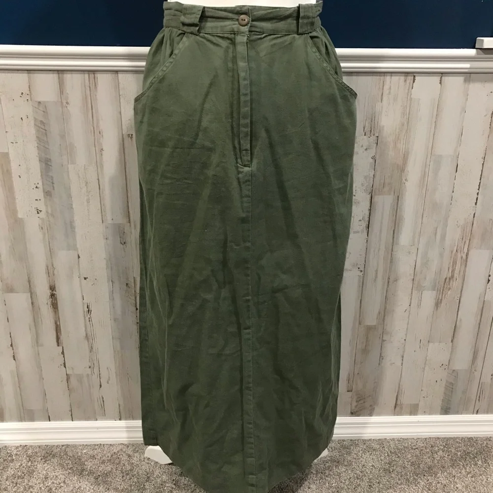 Vintage Olive Green Maxi Skirt
